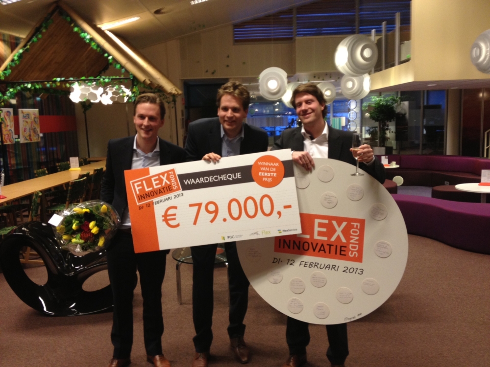 Magnet-me, vlnr: Freek Schouten, Vincent Karremans, Laurens van Nues, winnaars FlexInnovatieFonds 2013